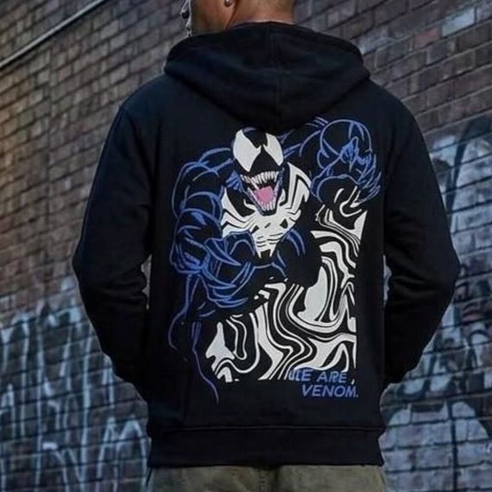 Marvel Bioworld Venom Graphic mens Hoodie Large streetwear popculture skater